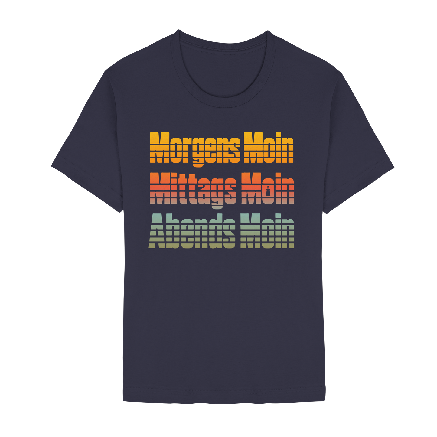 Moin kennt keine Uhrzeit – Retro-Shirt mit norddeutschem Humor