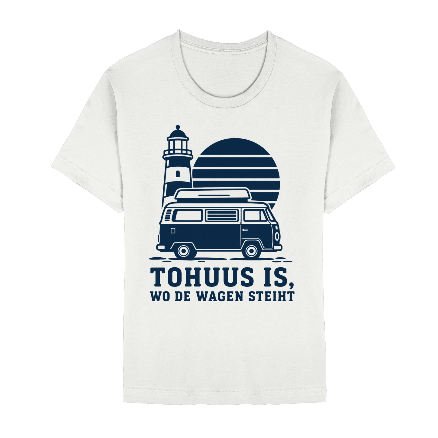 Tohuus is wo de Wagen steiht - tailliertes T-Shirt mit blauem Druck