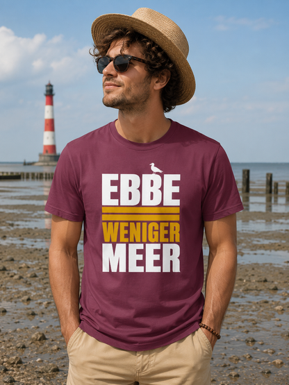 Ebbe = weniger Meer – Herren T-Shirt für echte Küstenköppe