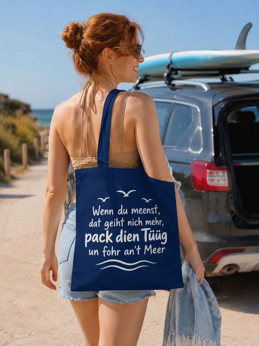 Einkaufsbeutel - fahr ans Meer - Baumwolltasche für kleine Fluchten