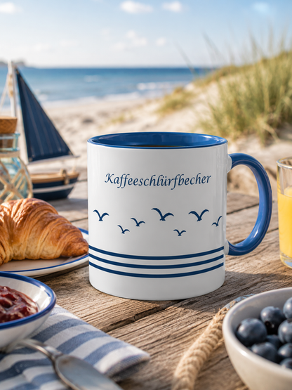 Kaffeeschlürfbecher - Der Pott für den ersten Schluck am Morgen - zweifarbig