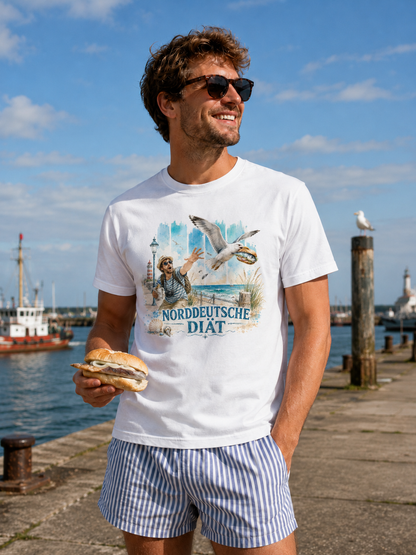 Norddeutsche Diät – Herren Shirt für Fischbrötchen-Fans mit Humor