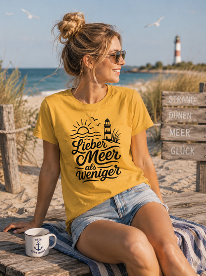 Maritimes Baumwoll T-Shirt - Lieber Meer als weniger - für alle Küstenkinder