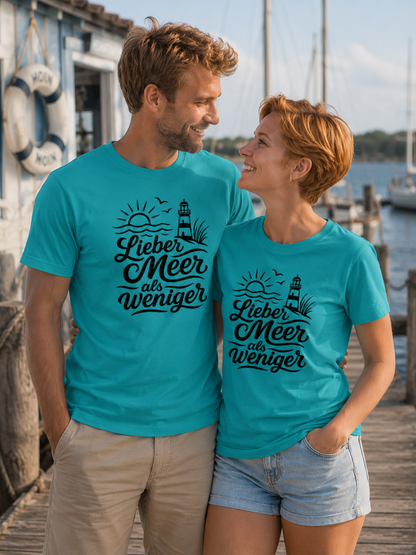 Maritimes Baumwoll T-Shirt - Lieber Meer als weniger - für alle Küstenkinder