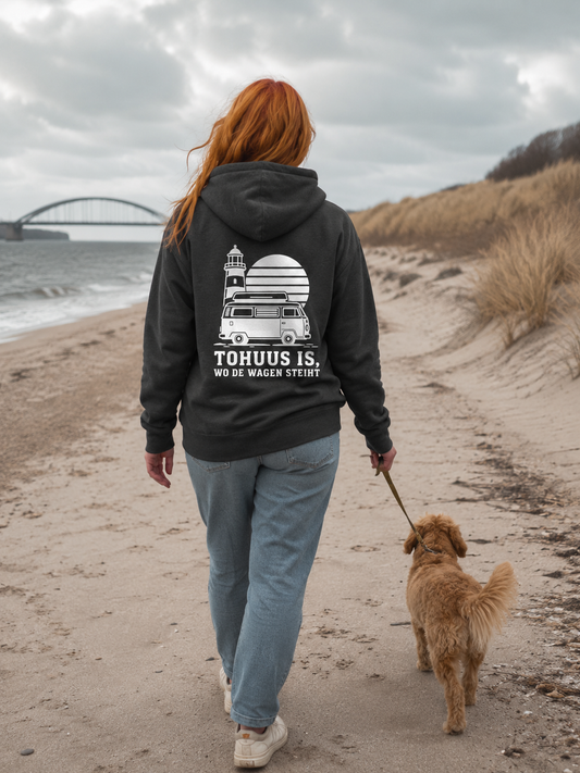 Tohuus is wo de Wagen steiht - Zipper mit weißem Druck