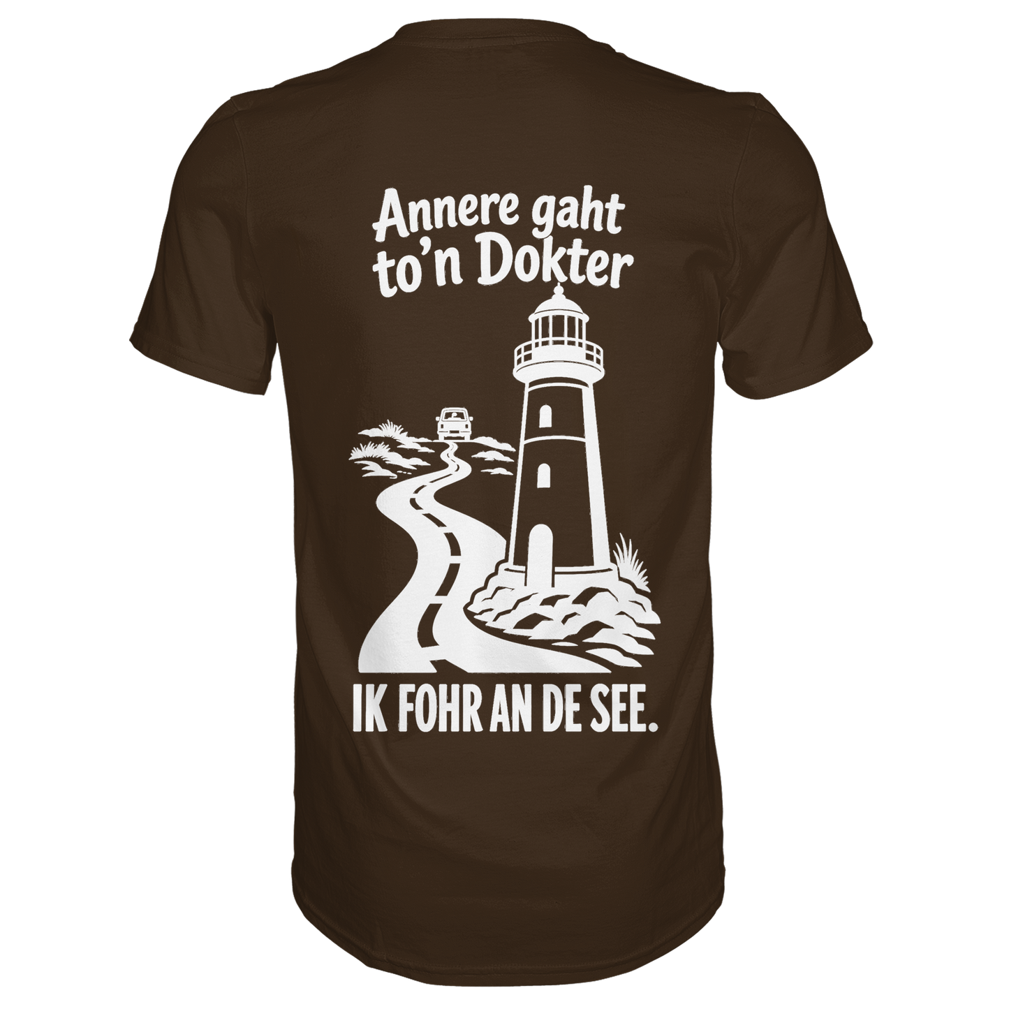 Ik fohr an de See – T-Shirt mit norddeutschem Spruch im Rückenprint