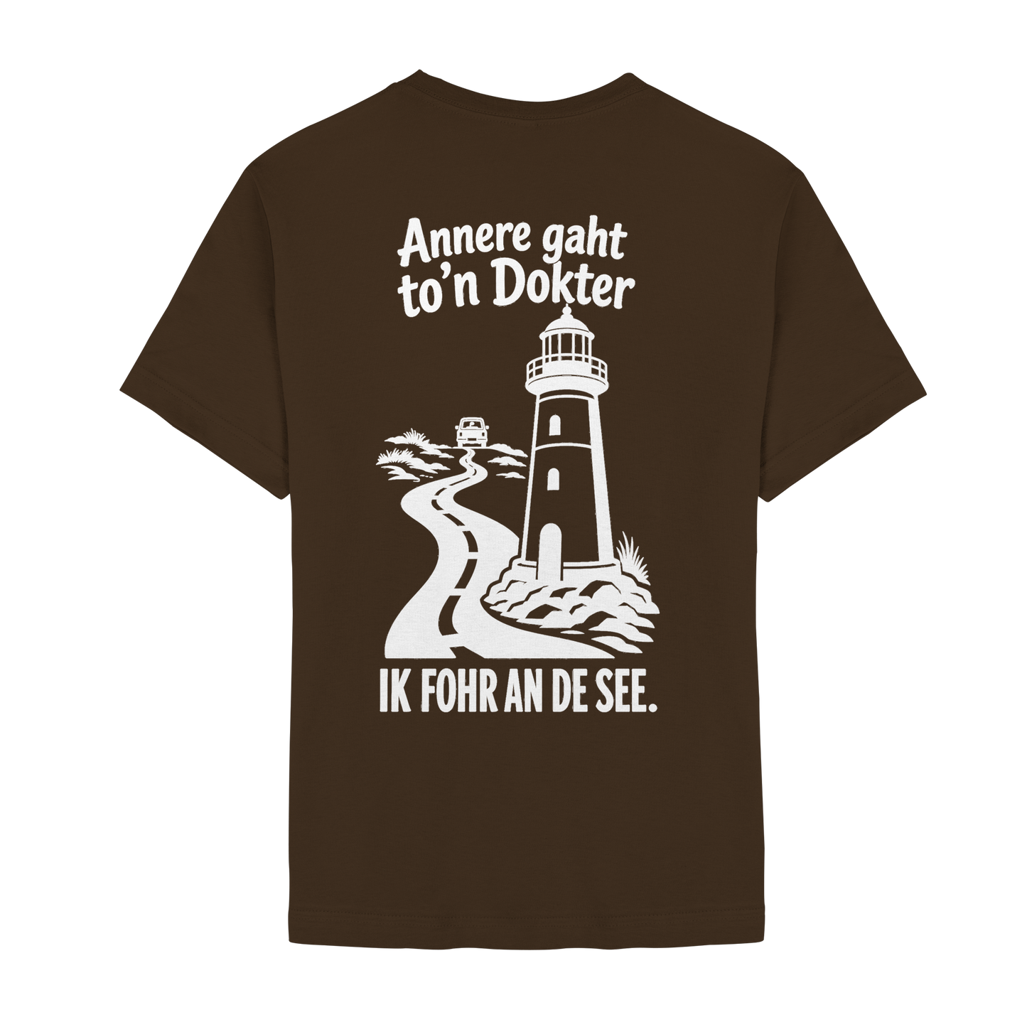 Ik fohr an de See – T-Shirt mit norddeutschem Spruch im Rückenprint