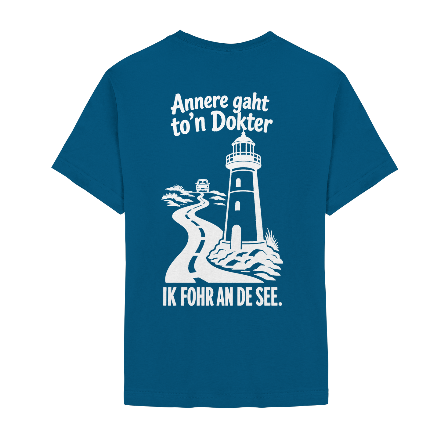 Ik fohr an de See – T-Shirt mit norddeutschem Spruch im Rückenprint