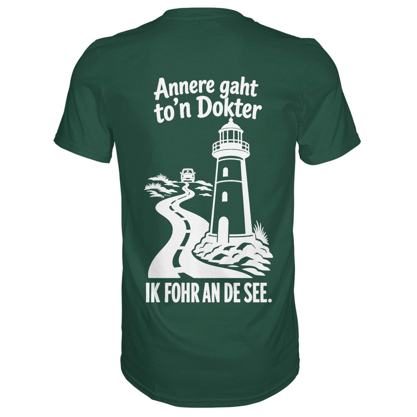 Ik fohr an de See – T-Shirt mit norddeutschem Spruch im Rückenprint