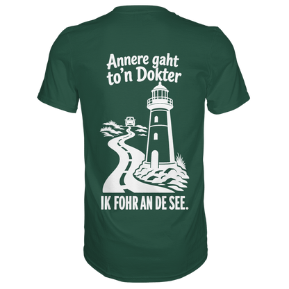 Ik fohr an de See – T-Shirt mit norddeutschem Spruch im Rückenprint