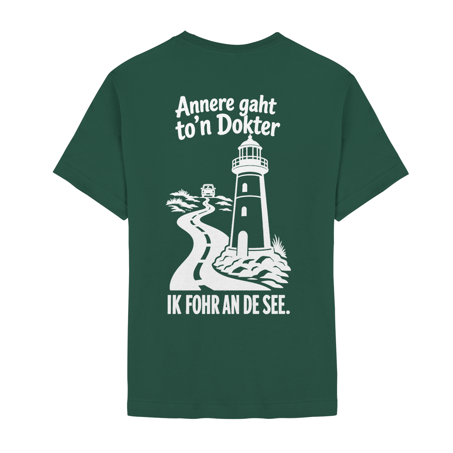 Ik fohr an de See – T-Shirt mit norddeutschem Spruch im Rückenprint