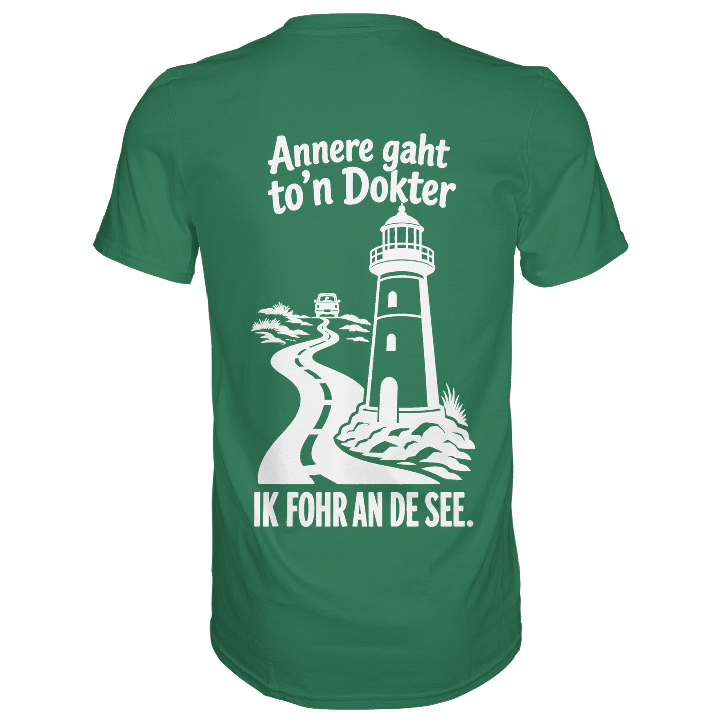 Ik fohr an de See – T-Shirt mit norddeutschem Spruch im Rückenprint