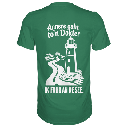 Ik fohr an de See – T-Shirt mit norddeutschem Spruch im Rückenprint