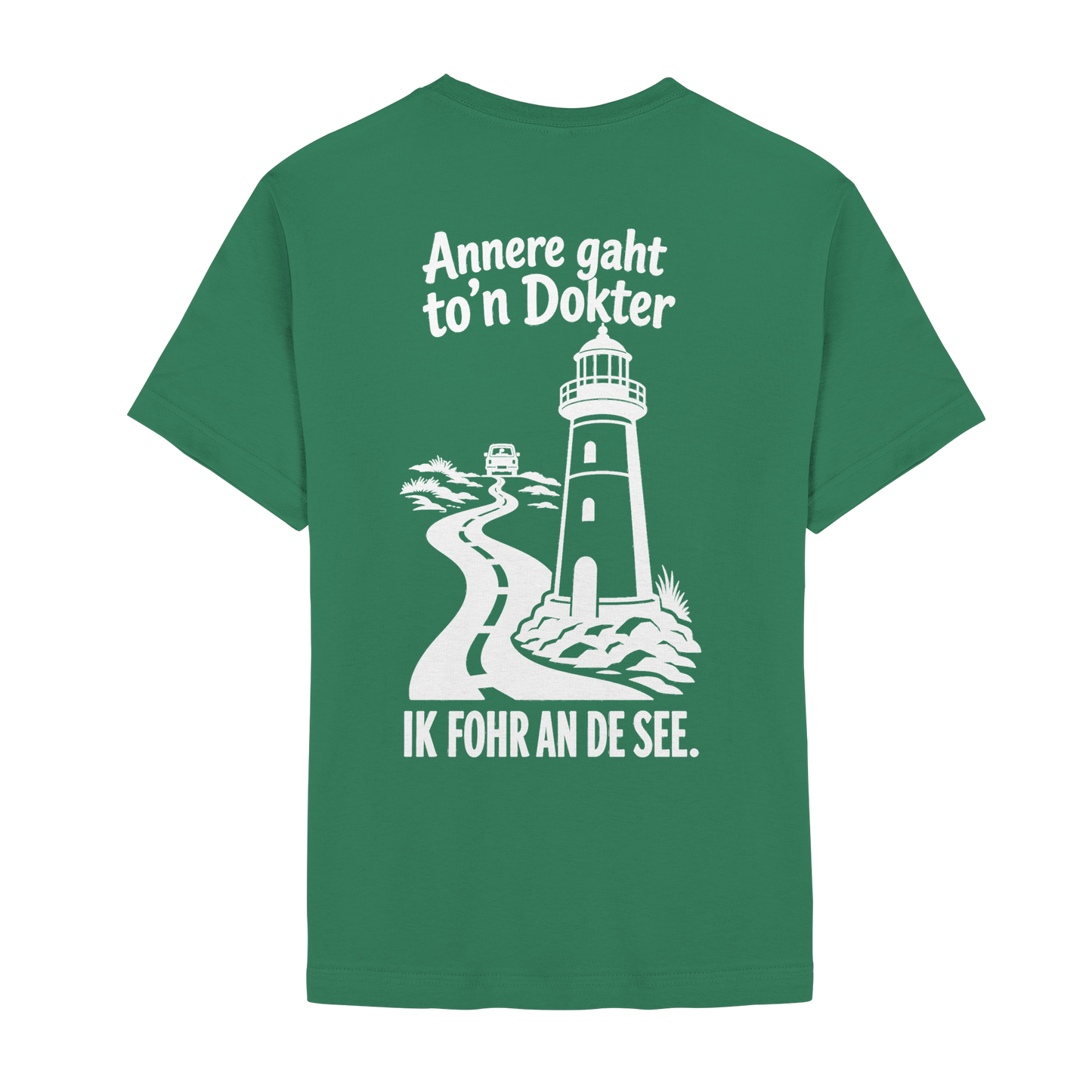 Ik fohr an de See – T-Shirt mit norddeutschem Spruch im Rückenprint
