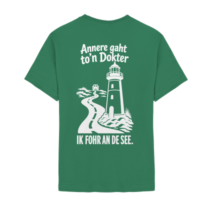 Ik fohr an de See – T-Shirt mit norddeutschem Spruch im Rückenprint