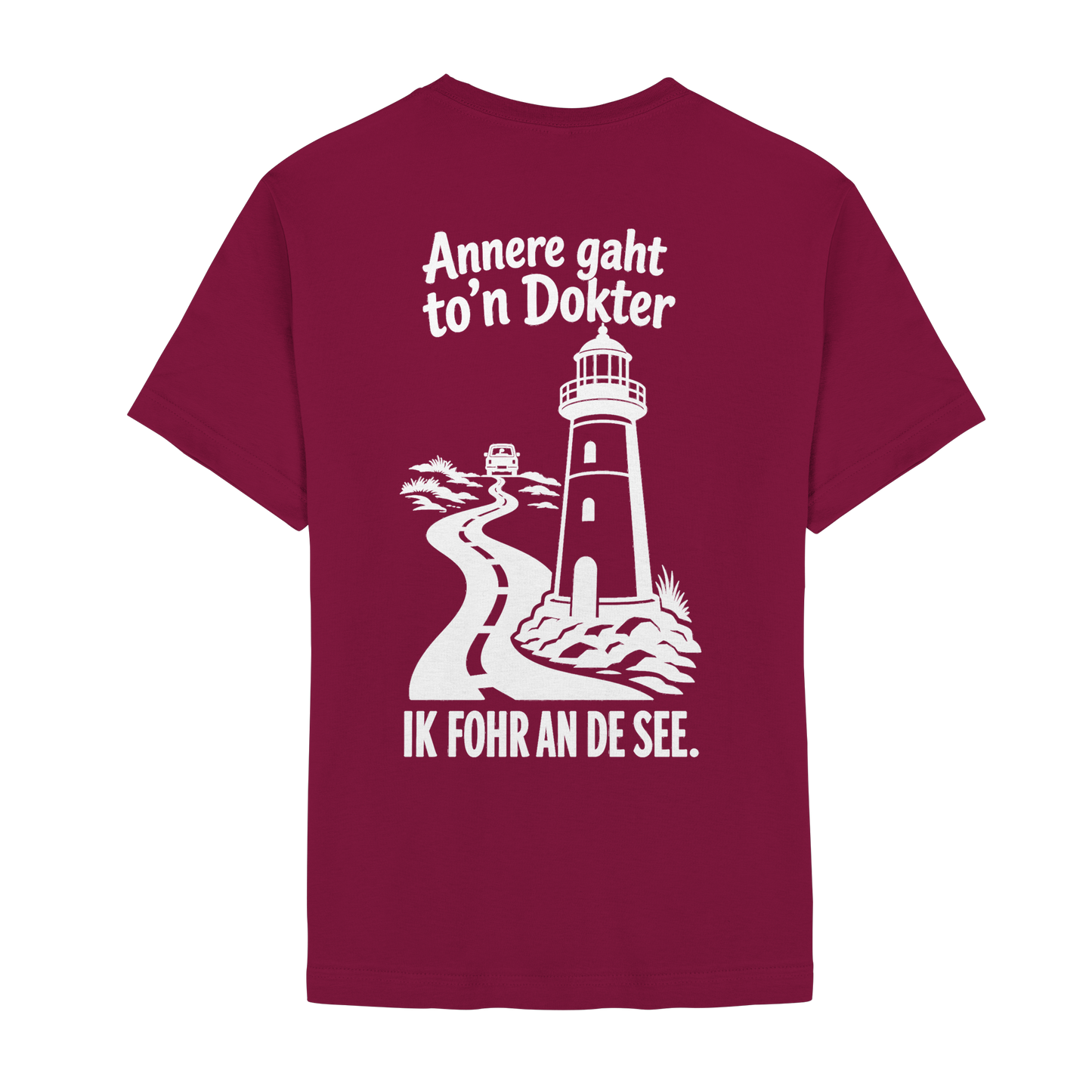 Ik fohr an de See – T-Shirt mit norddeutschem Spruch im Rückenprint