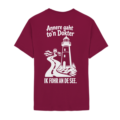 Ik fohr an de See – T-Shirt mit norddeutschem Spruch im Rückenprint