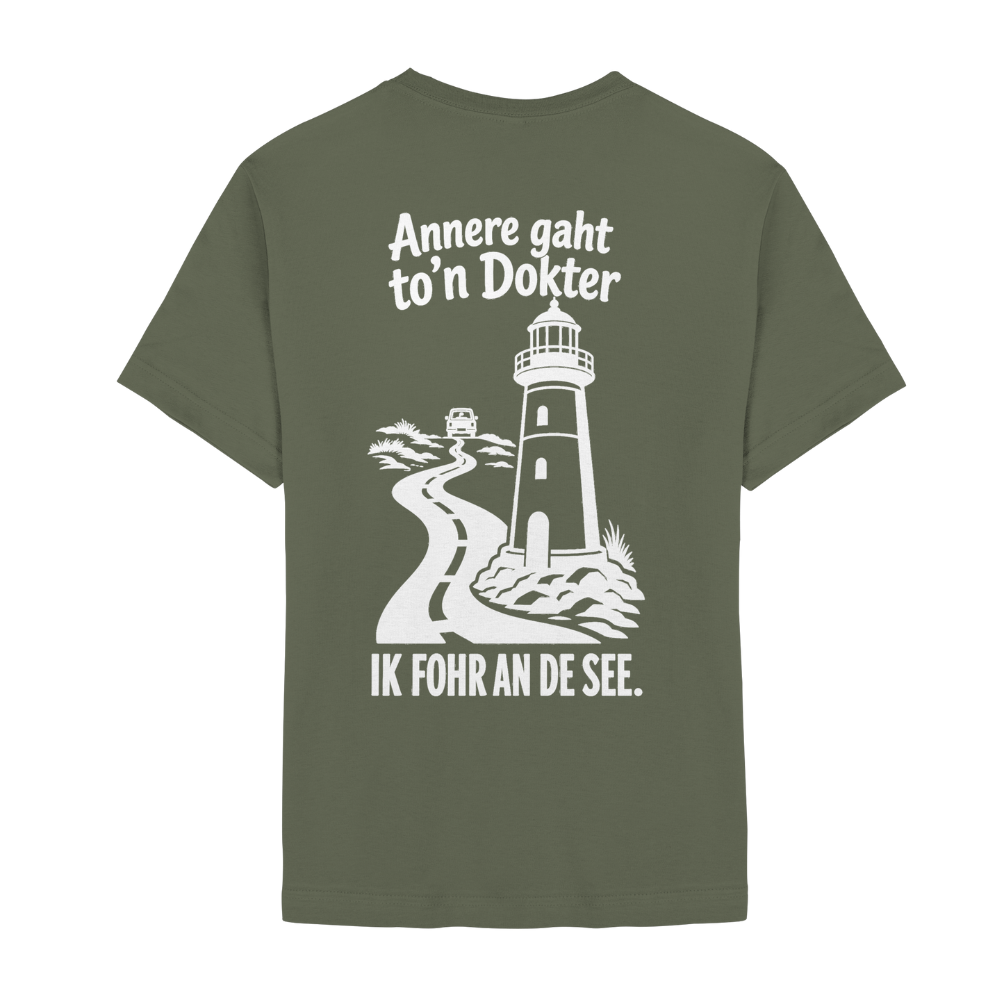 Ik fohr an de See – T-Shirt mit norddeutschem Spruch im Rückenprint