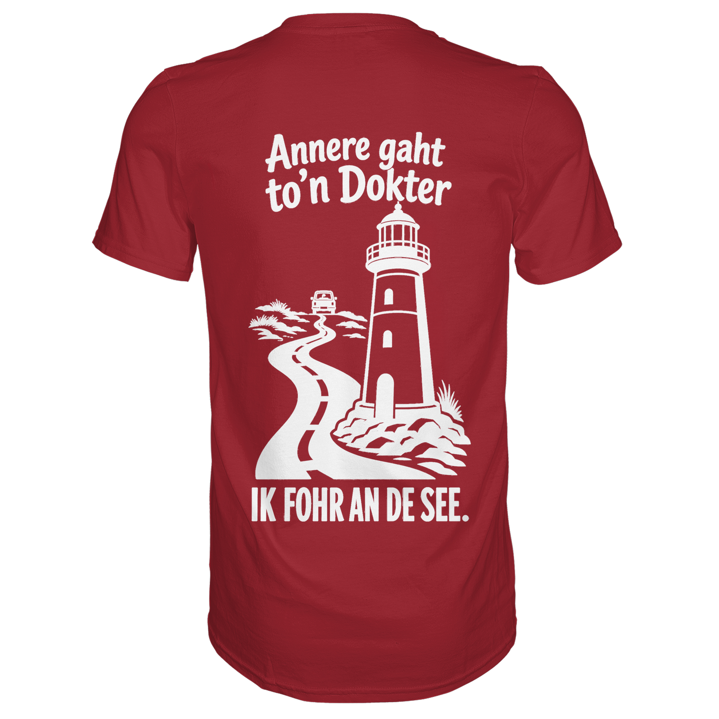 Ik fohr an de See – T-Shirt mit norddeutschem Spruch im Rückenprint