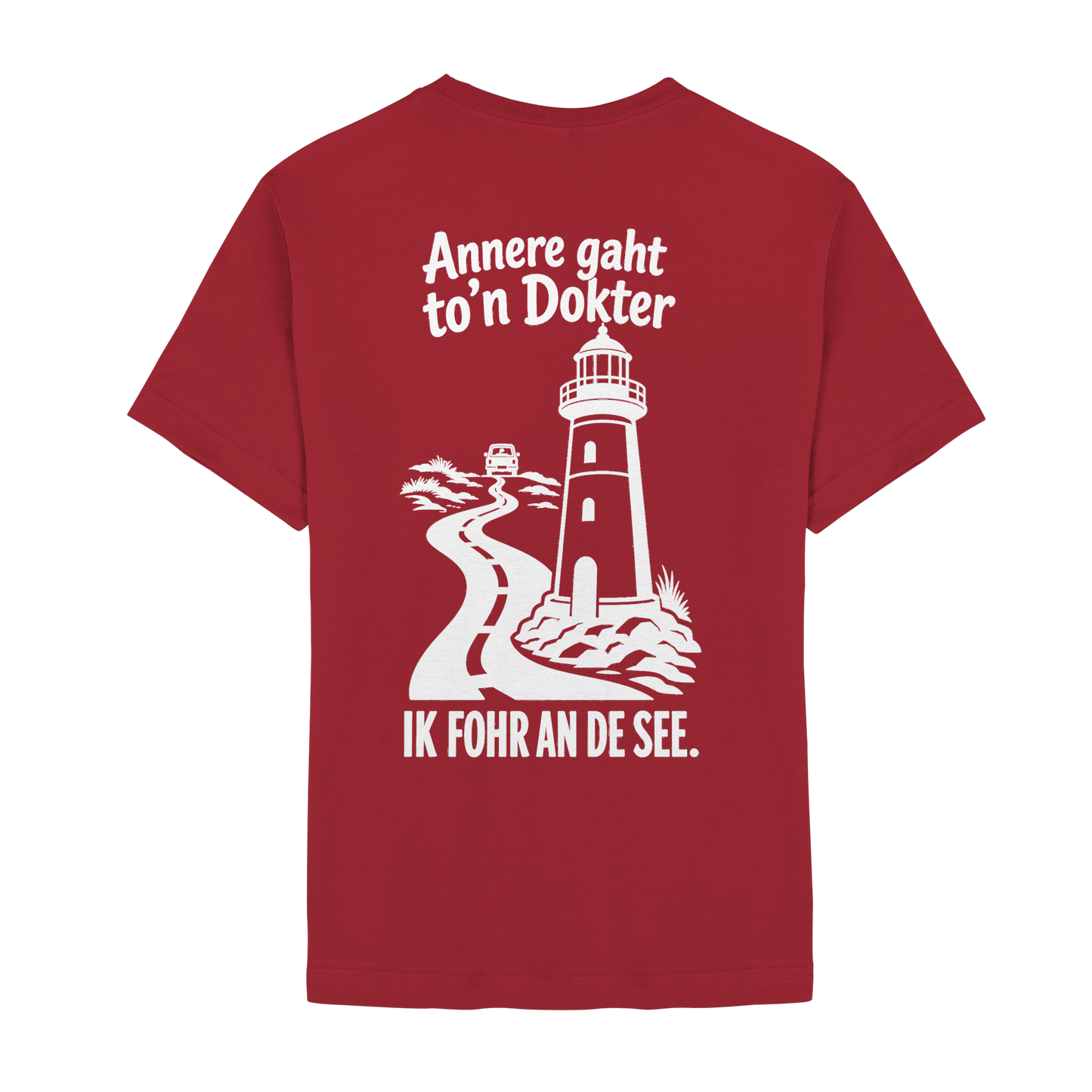 Ik fohr an de See – T-Shirt mit norddeutschem Spruch im Rückenprint