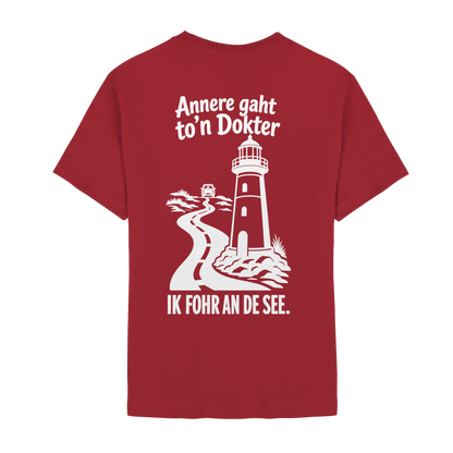 Ik fohr an de See – T-Shirt mit norddeutschem Spruch im Rückenprint