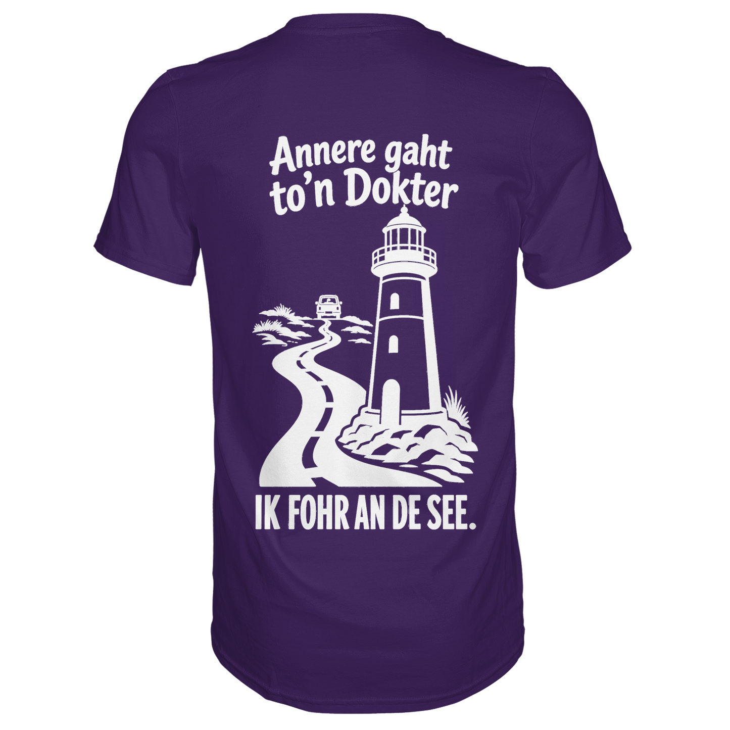 Ik fohr an de See – T-Shirt mit norddeutschem Spruch im Rückenprint