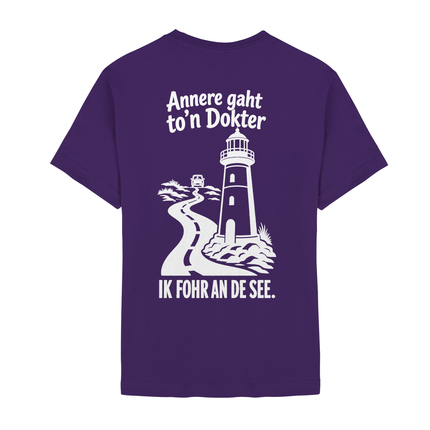 Ik fohr an de See – T-Shirt mit norddeutschem Spruch im Rückenprint