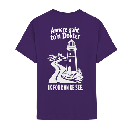 Ik fohr an de See – T-Shirt mit norddeutschem Spruch im Rückenprint