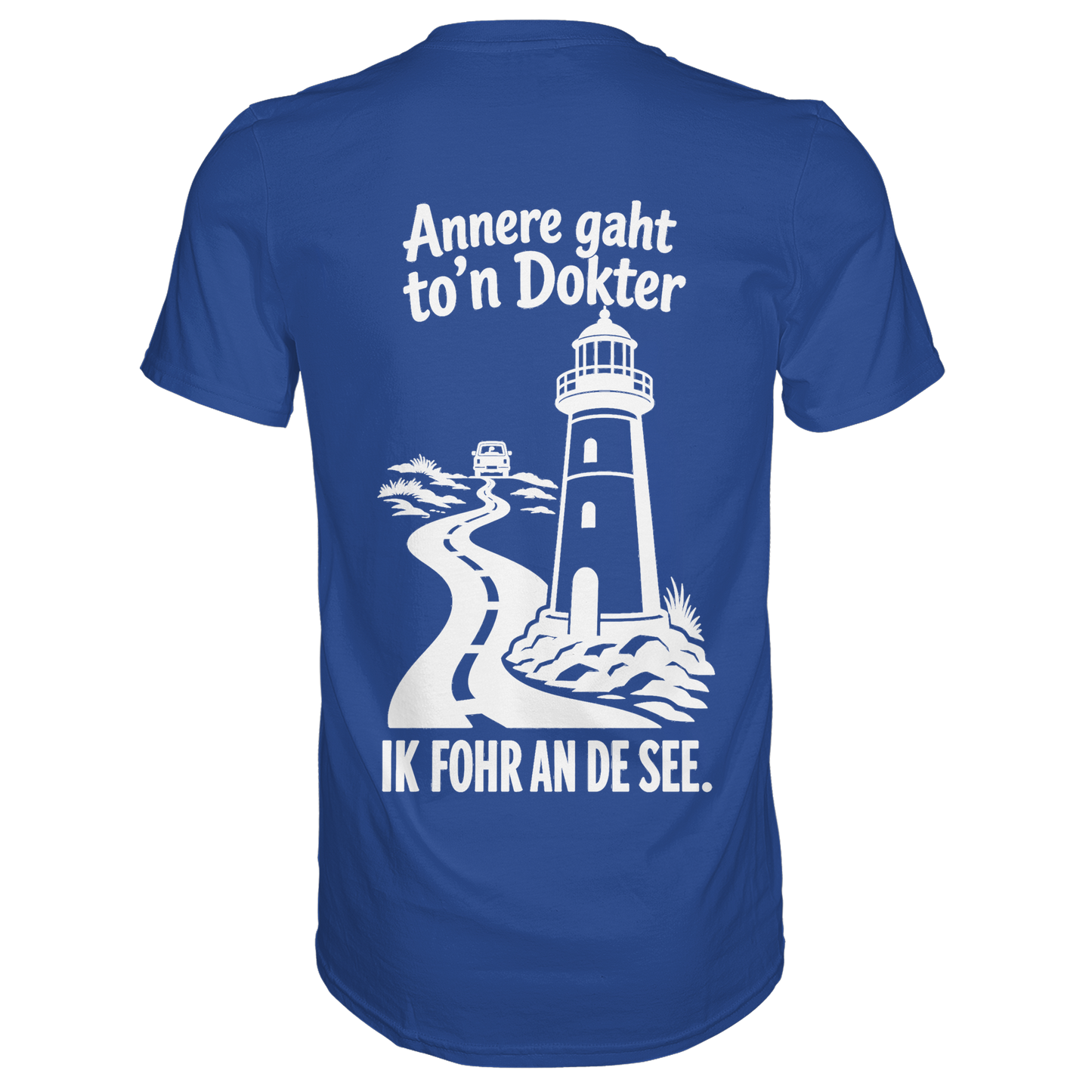 Ik fohr an de See – T-Shirt mit norddeutschem Spruch im Rückenprint