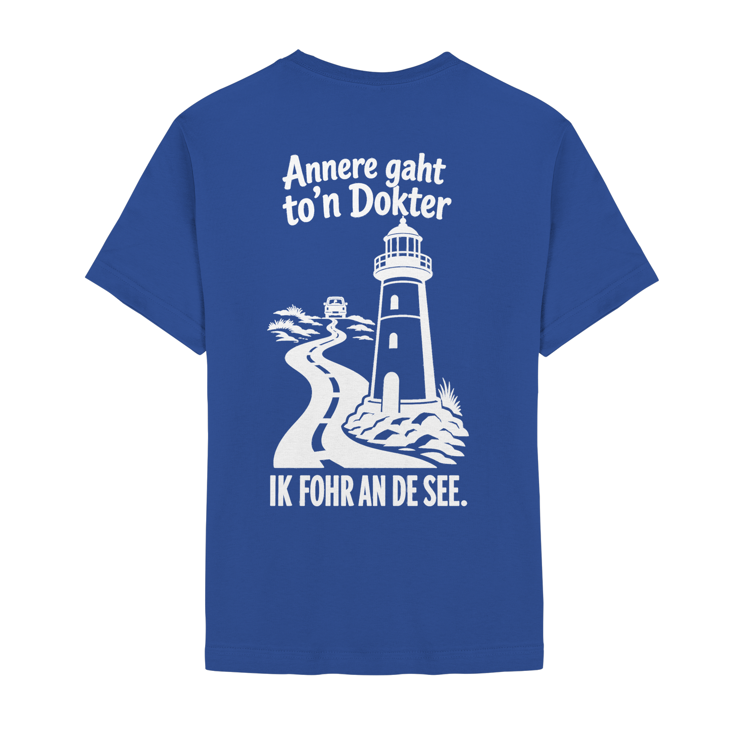 Ik fohr an de See – T-Shirt mit norddeutschem Spruch im Rückenprint