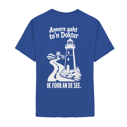 Ik fohr an de See – T-Shirt mit norddeutschem Spruch im Rückenprint