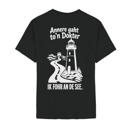 Ik fohr an de See – T-Shirt mit norddeutschem Spruch im Rückenprint