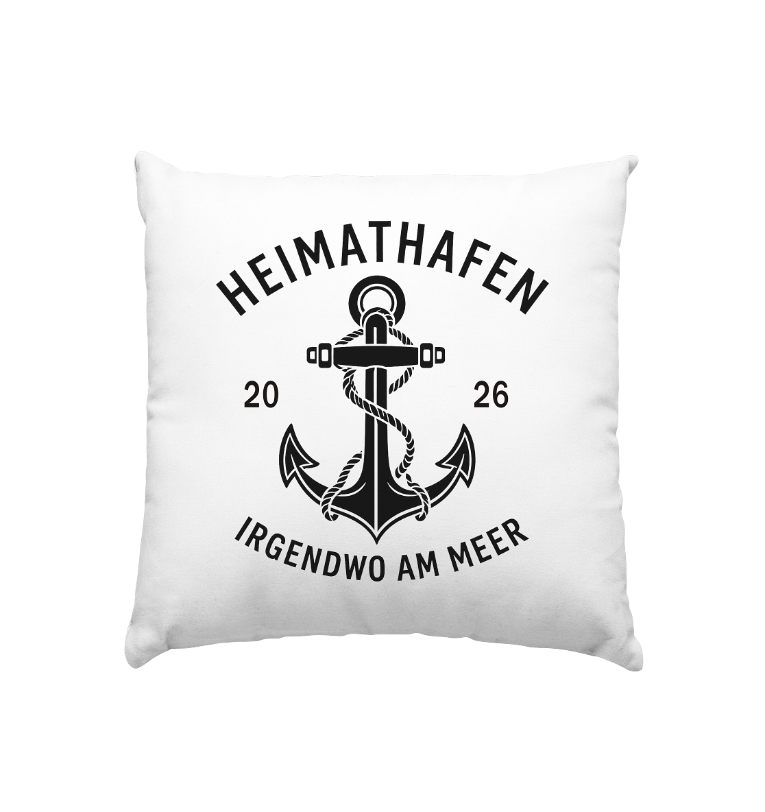 Dekokissen Heimathafen mit Anker – Maritime Deko für Wohnräume