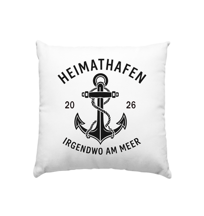 Dekokissen Heimathafen mit Anker – Maritime Deko für Wohnräume