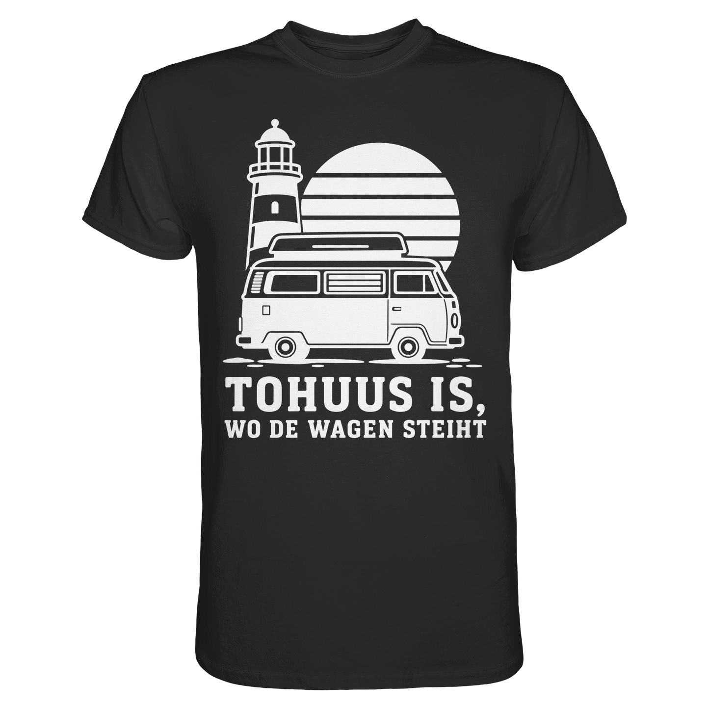 Tohuus is, wo de Wagen steiht – Herren Shirt für Camper und Küstenfans