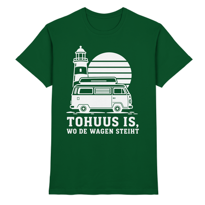 Tohuus is, wo de Wagen steiht – Herren Shirt für Camper und Küstenfans