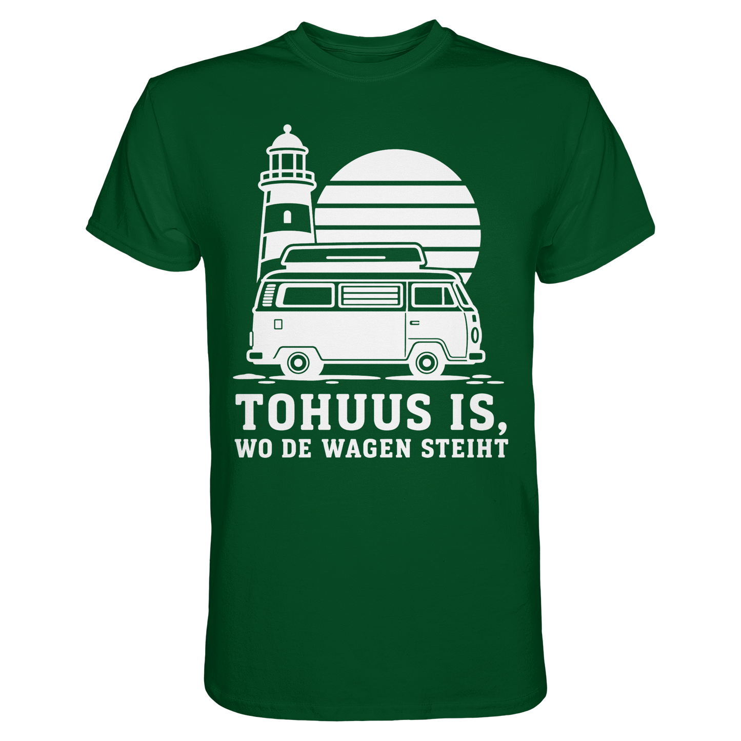 Tohuus is, wo de Wagen steiht – Herren Shirt für Camper und Küstenfans