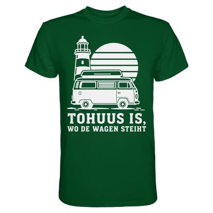 Tohuus is, wo de Wagen steiht – Herren Shirt für Camper und Küstenfans