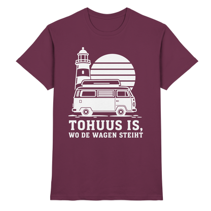 Tohuus is, wo de Wagen steiht – Herren Shirt für Camper und Küstenfans