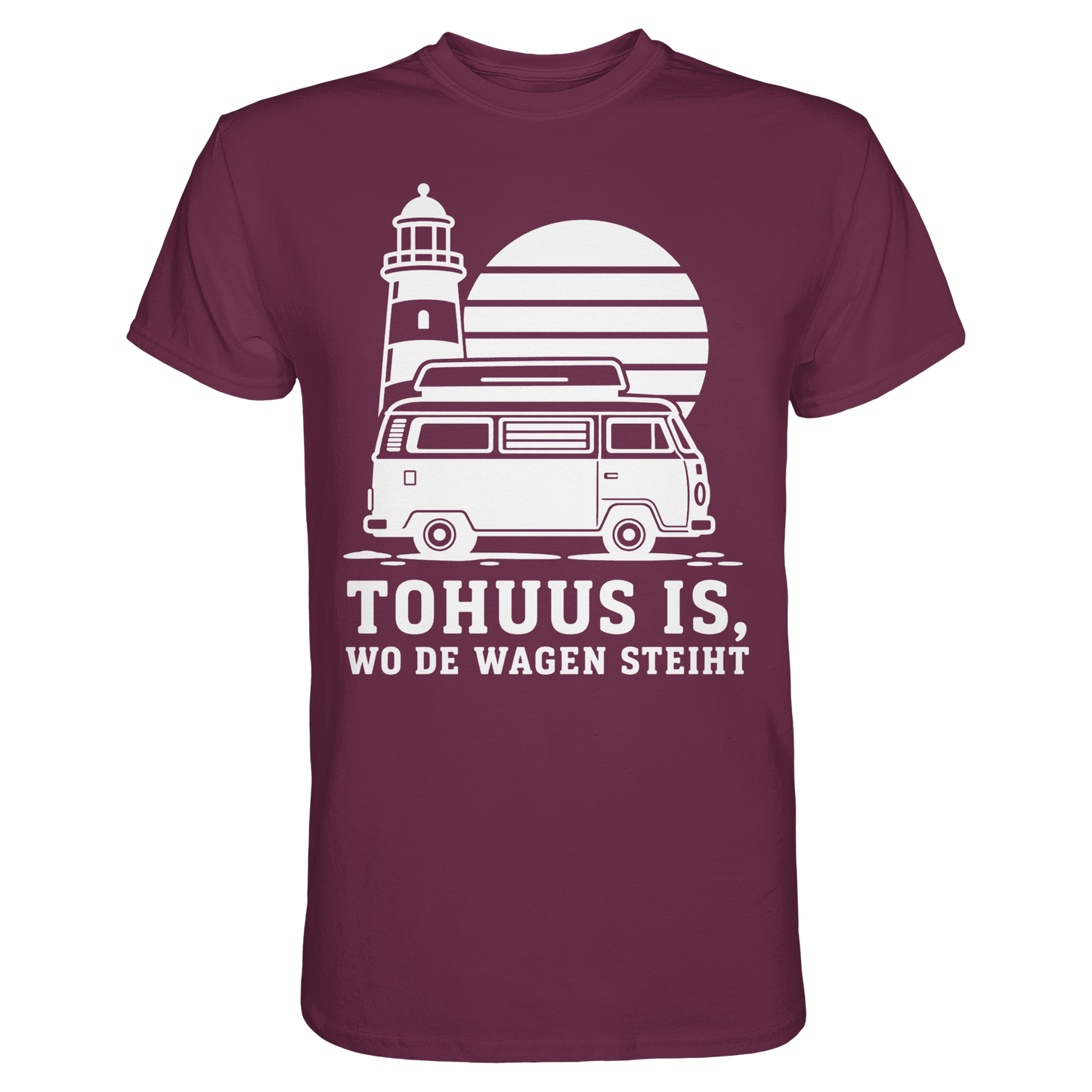 Tohuus is, wo de Wagen steiht – Herren Shirt für Camper und Küstenfans