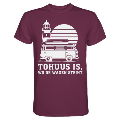 Tohuus is, wo de Wagen steiht – Herren Shirt für Camper und Küstenfans