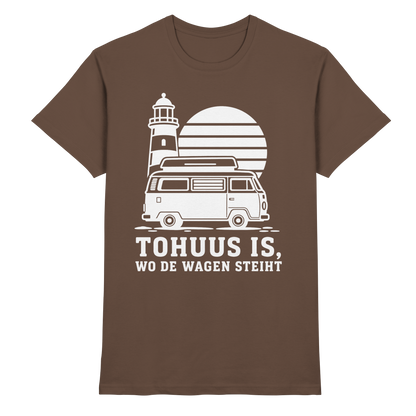 Tohuus is, wo de Wagen steiht – Herren Shirt für Camper und Küstenfans