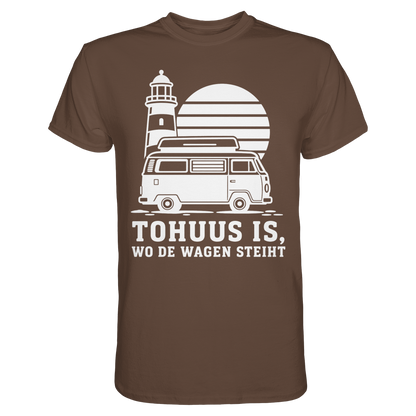 Tohuus is, wo de Wagen steiht – Herren Shirt für Camper und Küstenfans