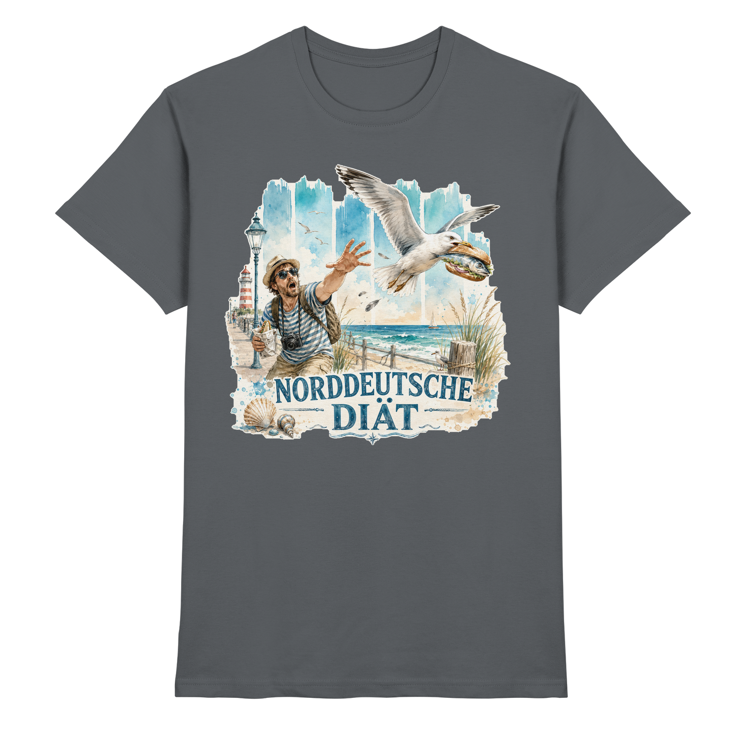 Norddeutsche Diät – Herren Shirt für Fischbrötchen-Fans mit Humor