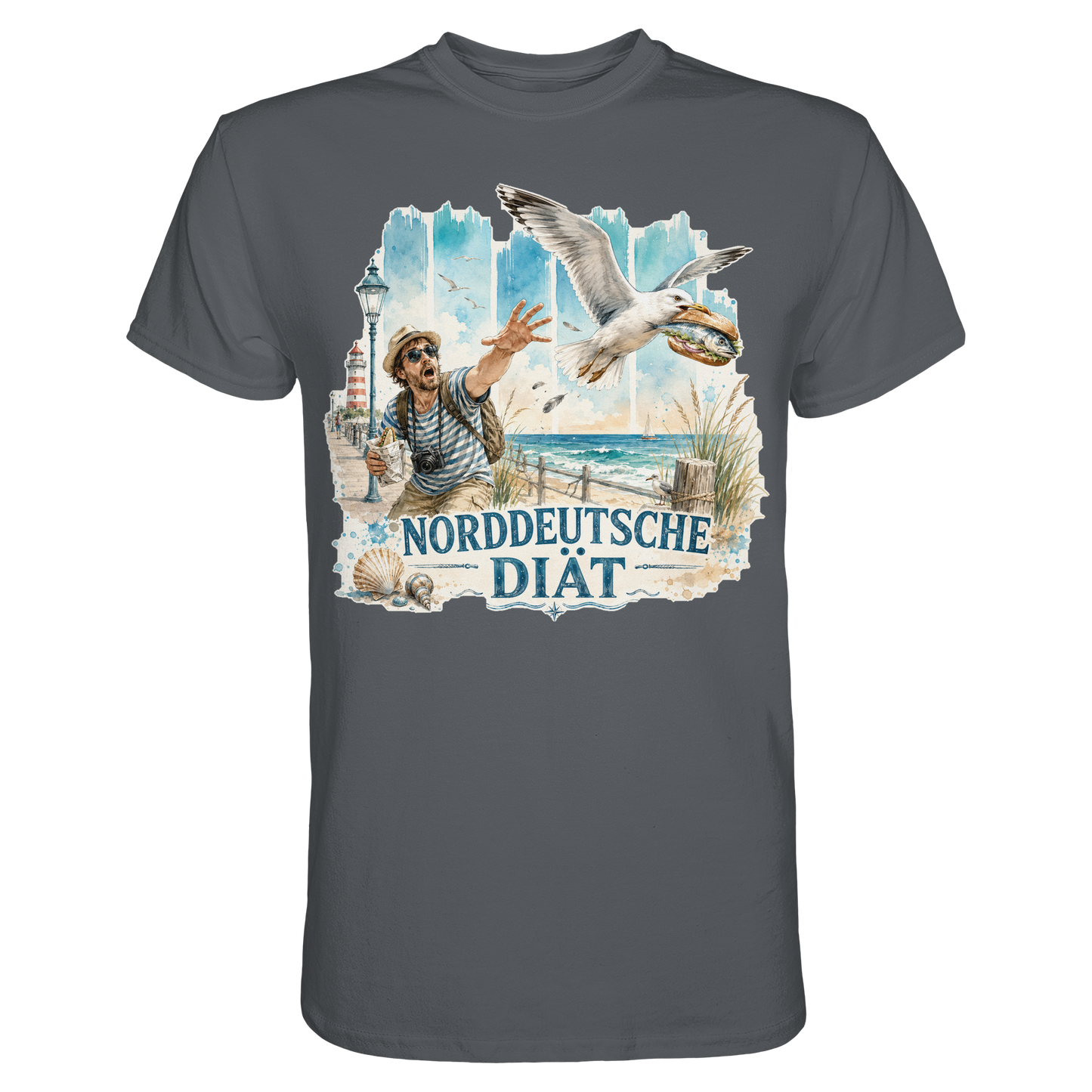 Norddeutsche Diät – Herren Shirt für Fischbrötchen-Fans mit Humor