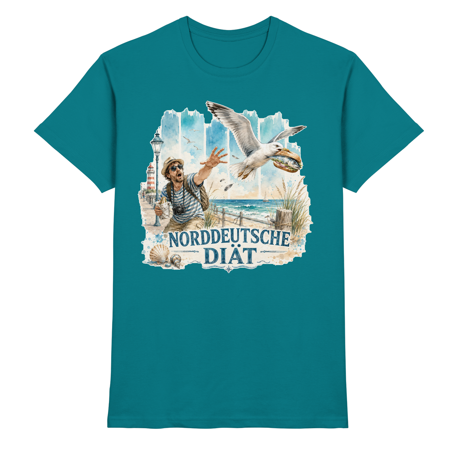 Norddeutsche Diät – Herren Shirt für Fischbrötchen-Fans mit Humor
