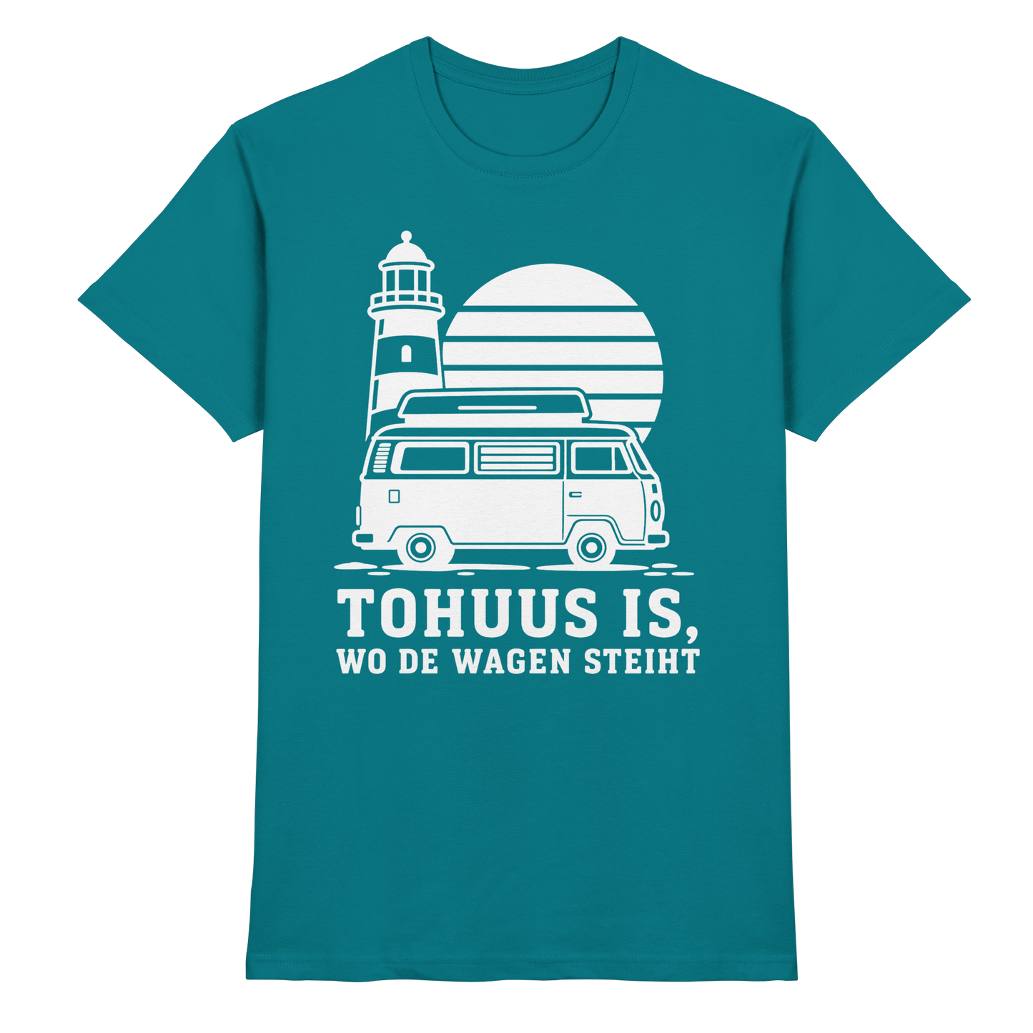 Tohuus is, wo de Wagen steiht – Herren Shirt für Camper und Küstenfans