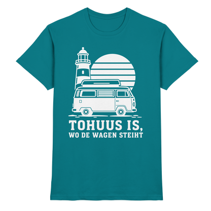 Tohuus is, wo de Wagen steiht – Herren Shirt für Camper und Küstenfans