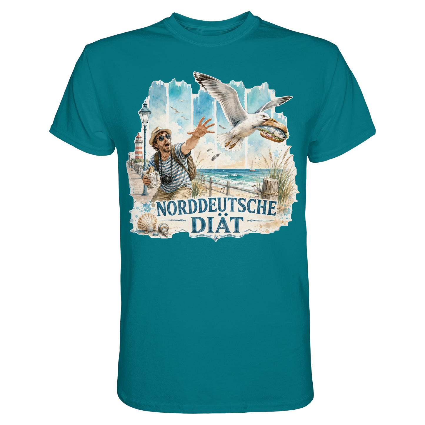 Norddeutsche Diät – Herren Shirt für Fischbrötchen-Fans mit Humor