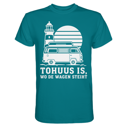 Tohuus is, wo de Wagen steiht – Herren Shirt für Camper und Küstenfans